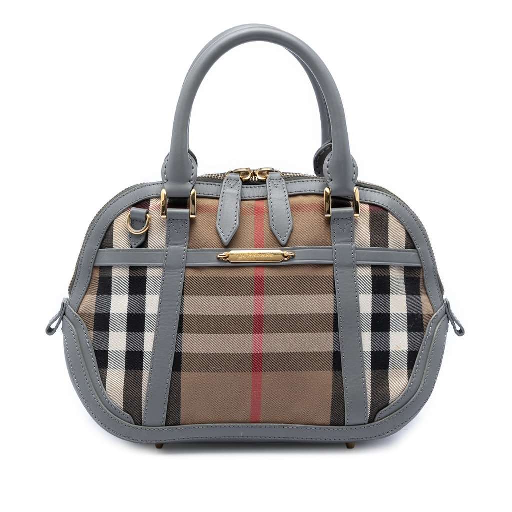 Burberry Small Leather Trimmed House Check Canvas Bridle Orchard Satchel Brown Very good condition - Front View