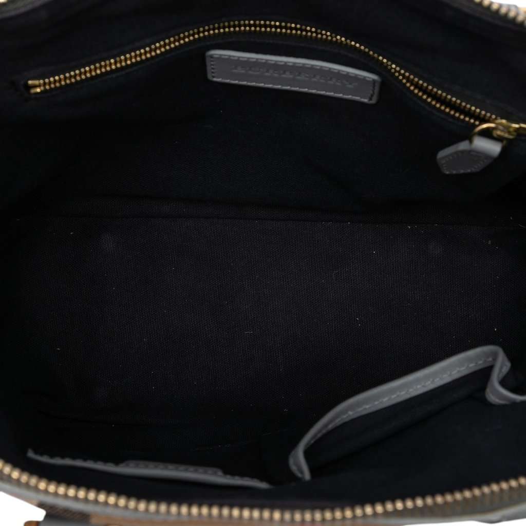 Burberry Small Leather Trimmed House Check Canvas Bridle Orchard Satchel Brown Very good condition - Model View