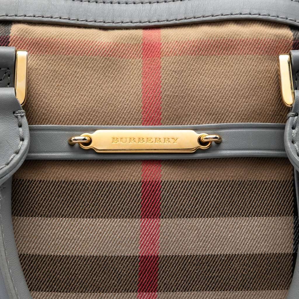 Burberry Small Leather Trimmed House Check Canvas Bridle Orchard Satchel Brown Very good condition - Box View