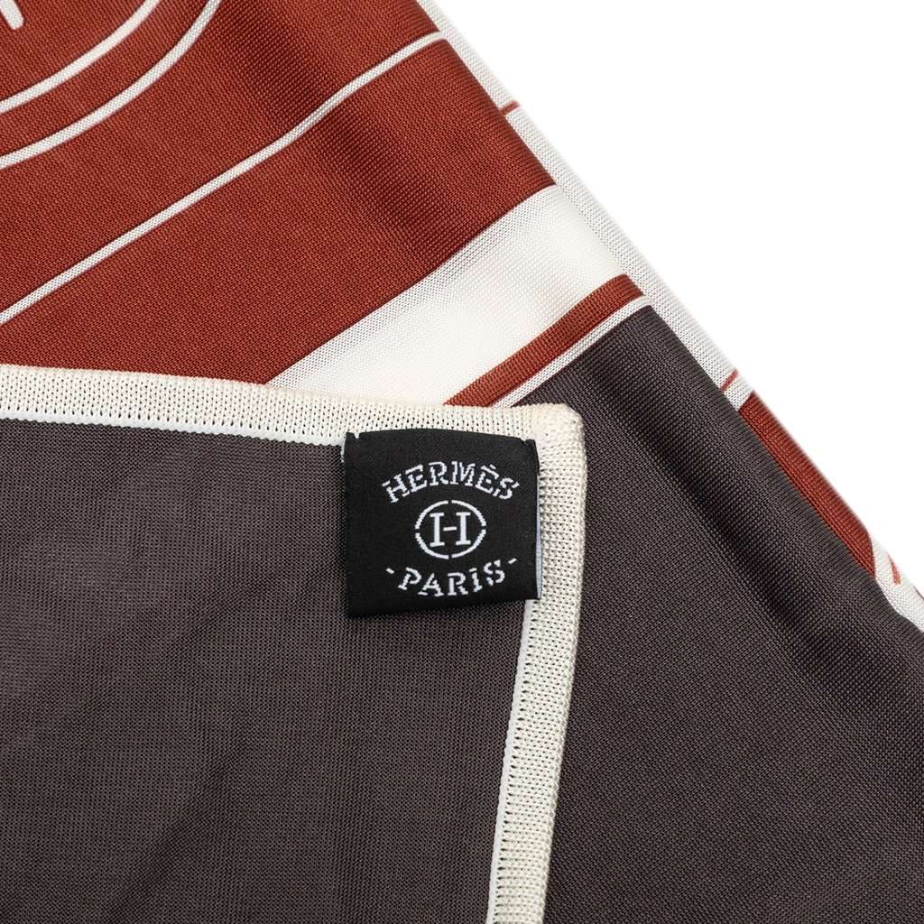 Hermès Ex Libris Fluide Silk Scarf Brown Very good - Inside View
