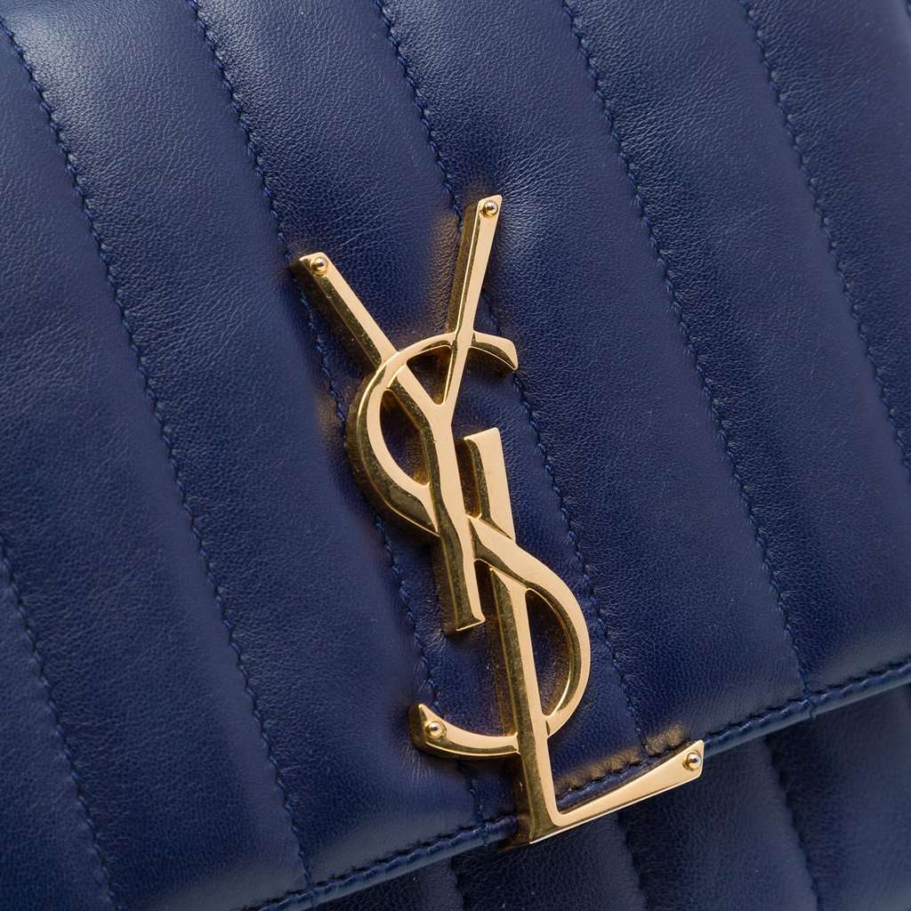 Saint Laurent Small Lambskin Vicky Crossbody Blue Leather Very good - Box View