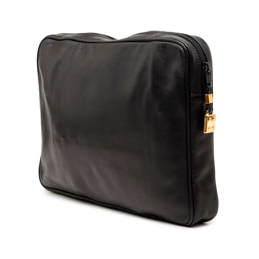Loewe Leather Anagram Clutch Black Leather Very good condition - Back View