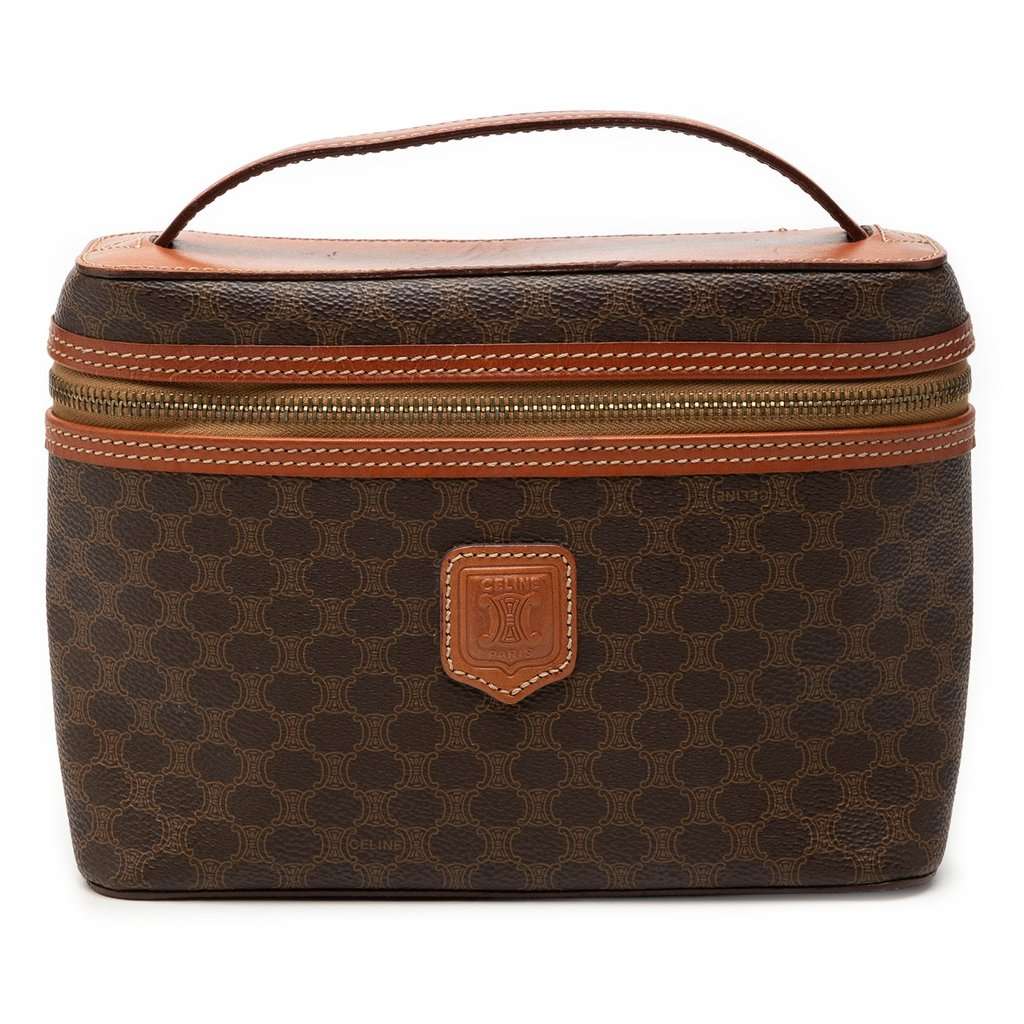 Celine Macadam Coated Canvas Vanity Bag Brown Very good - Front View