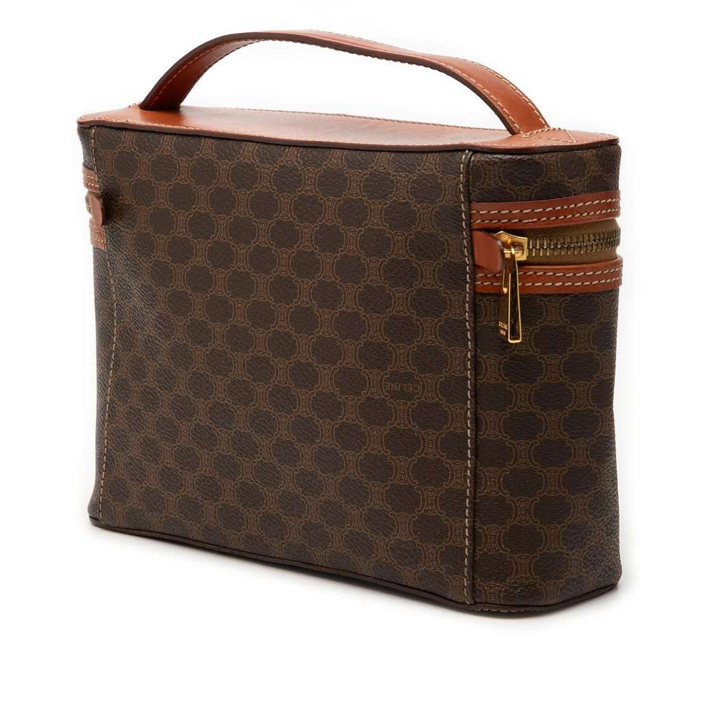 Celine Macadam Coated Canvas Vanity Bag Brown Very good - Back View