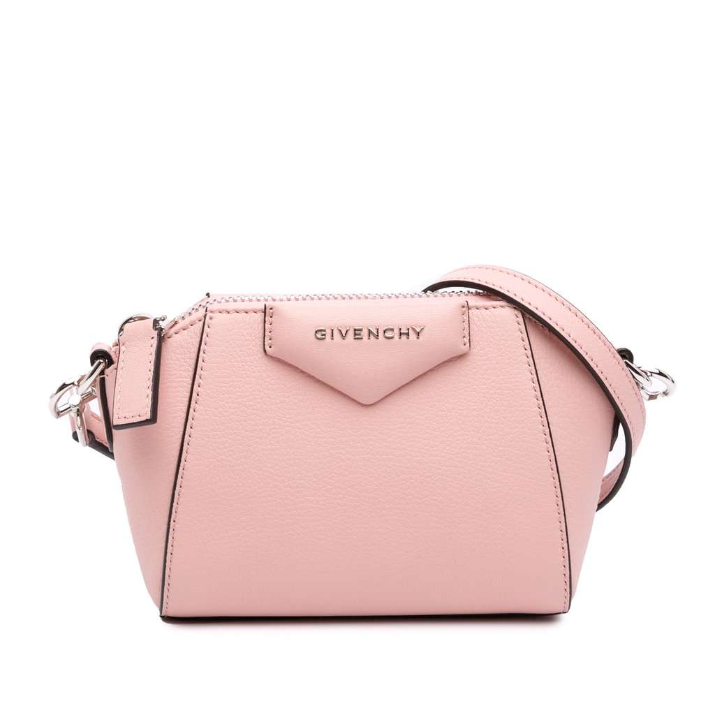 Givenchy Nano Grained Calfskin Antigona Crossbody Pink Leather Very good - Front View