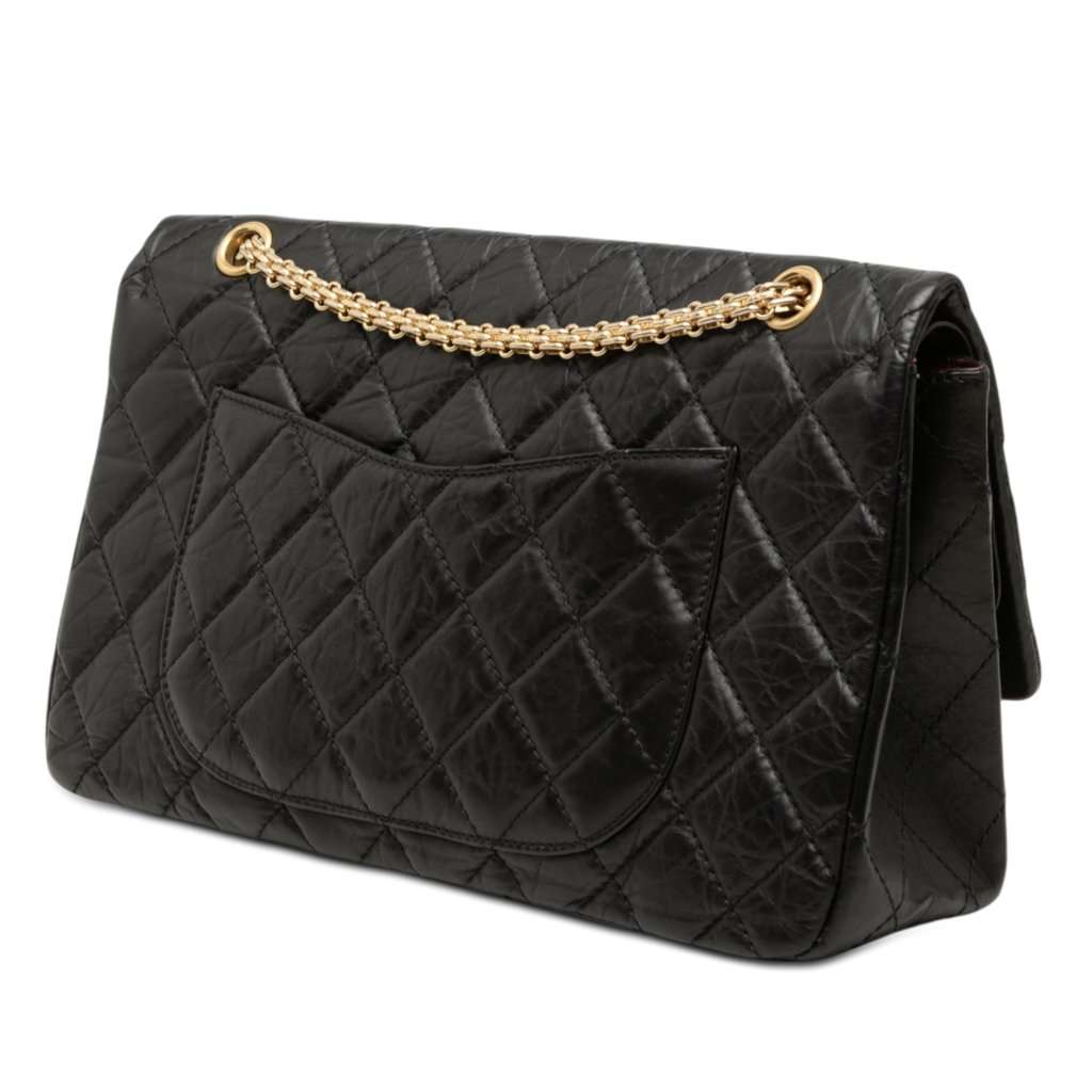 Chanel Quilted Aged Calfskin Reissue 2.55 Double Flap 227 Black Leather Very good condition - Back View