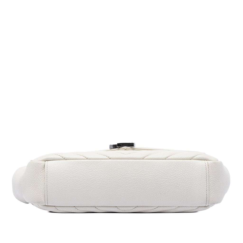 Saint Laurent Medium Chevron Calfskin Monogram Envelope Bag White Leather Very good condition - Inside View