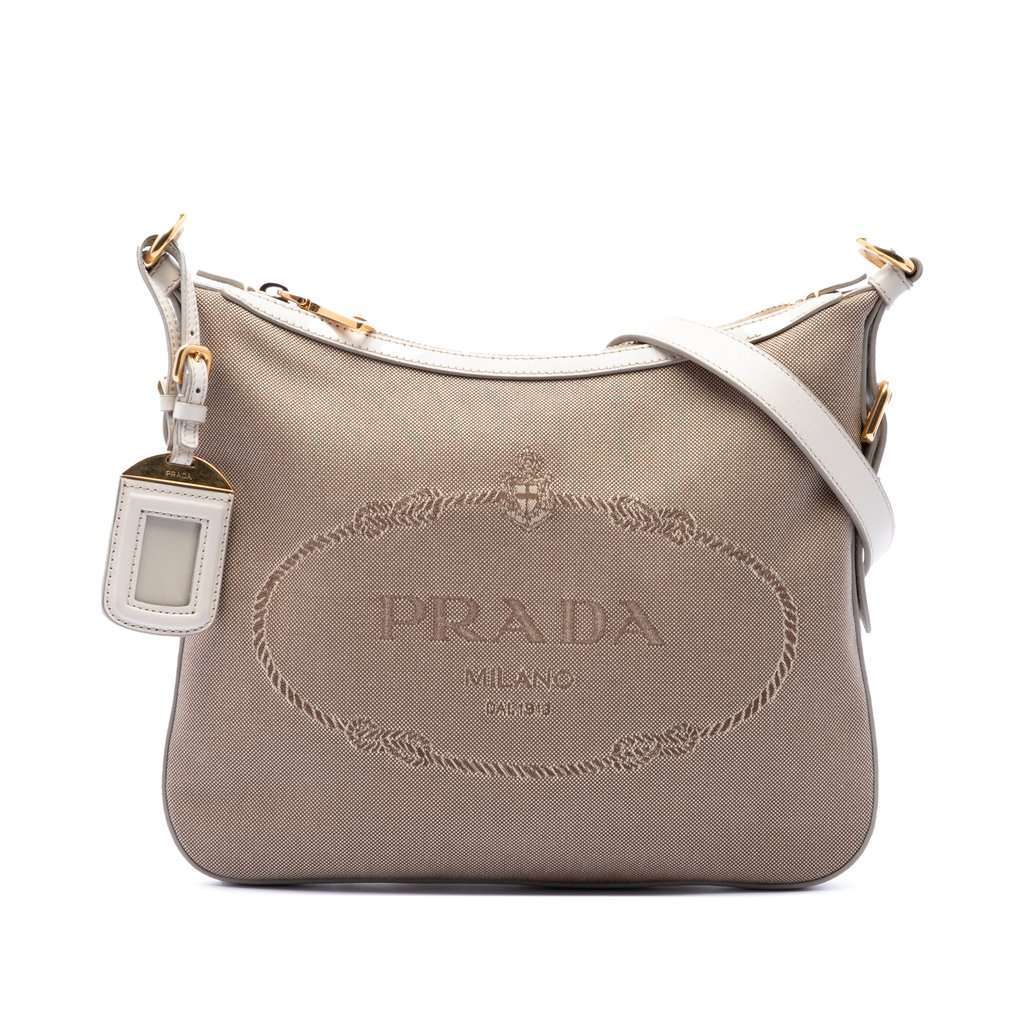 Prada Canvas Canapa Logo Crossbody Beige Very good - Front View