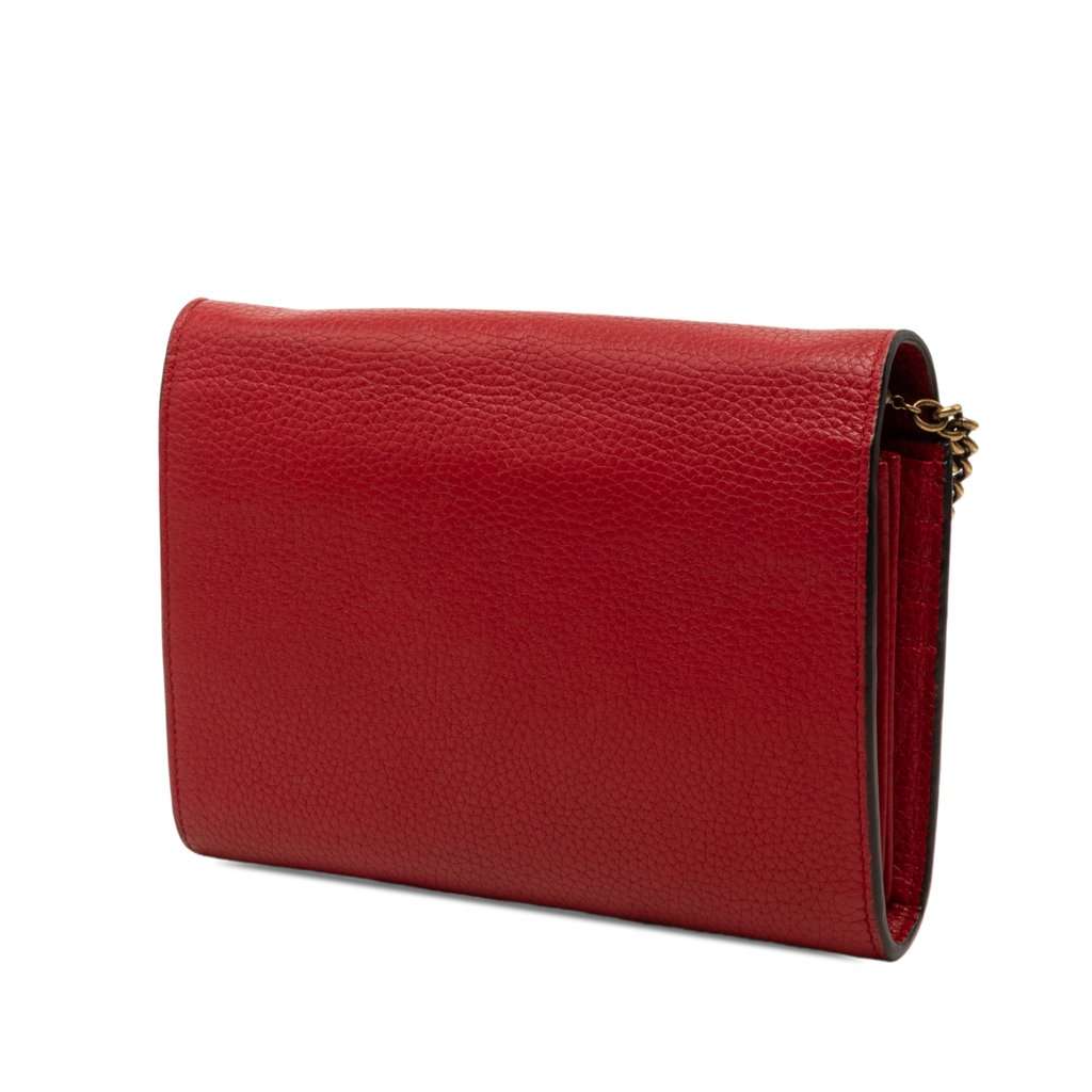 Gucci GG Marmont Calfskin Wallet on Chain Red Leather Very good - Back View