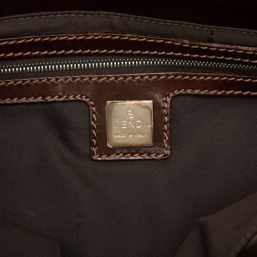 Fendi Zucca Canvas Metal Handle Tote Brown Very good condition - Box View