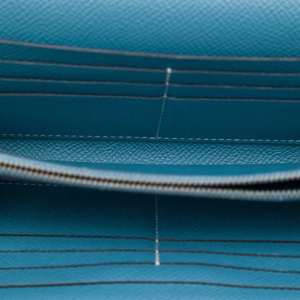 Hermès Epsom Kelly Longue Wallet Blue Leather Very good condition - Model View