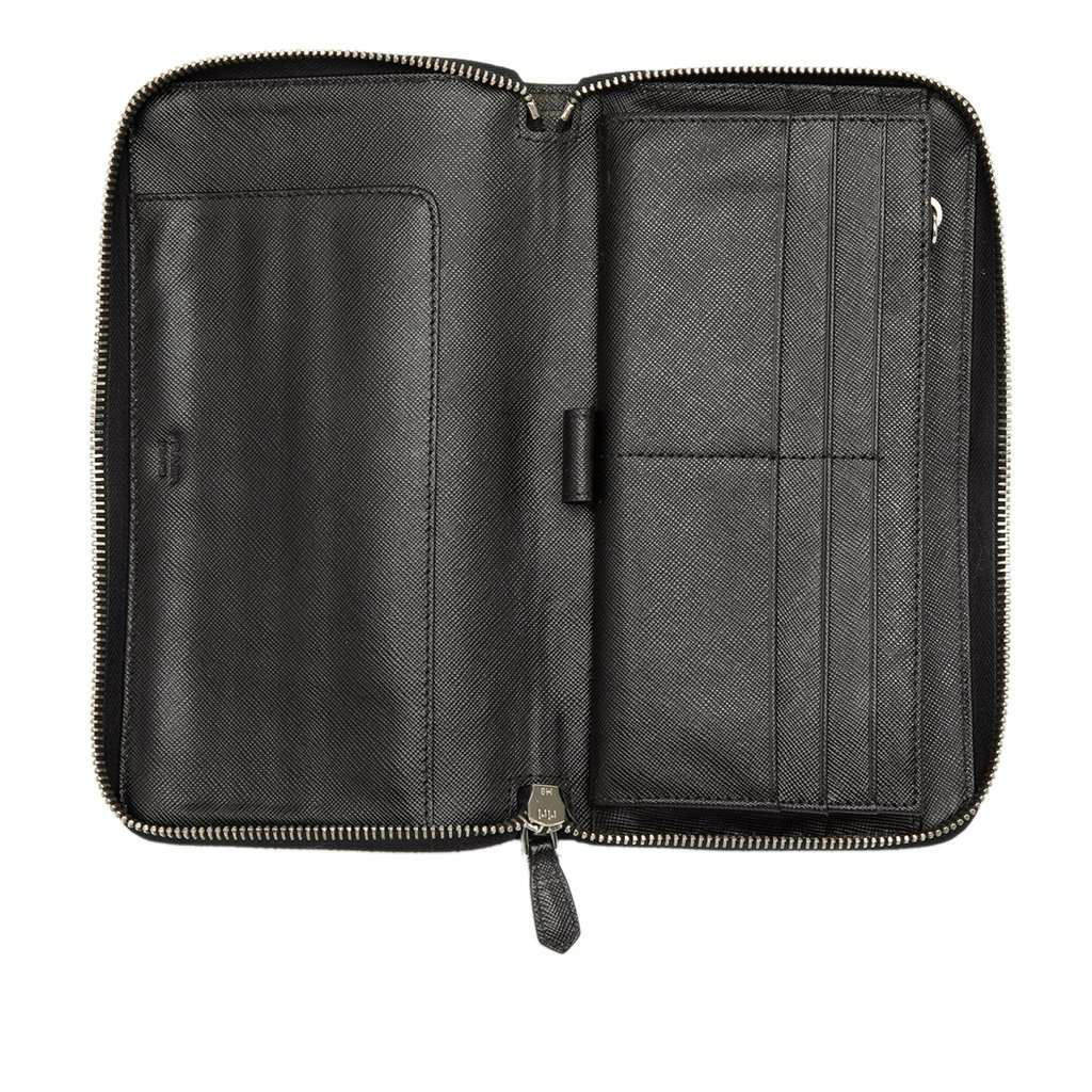 Prada Saffiano Zip Around Travel Wallet Black Leather Very good condition - Model View