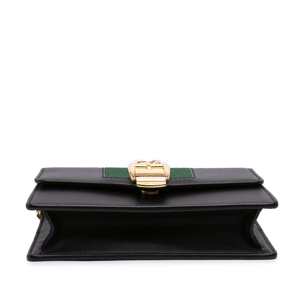 Gucci Super Mini Calfskin Web Sylvie Chain Crossbody Black Leather Very good condition - Inside View