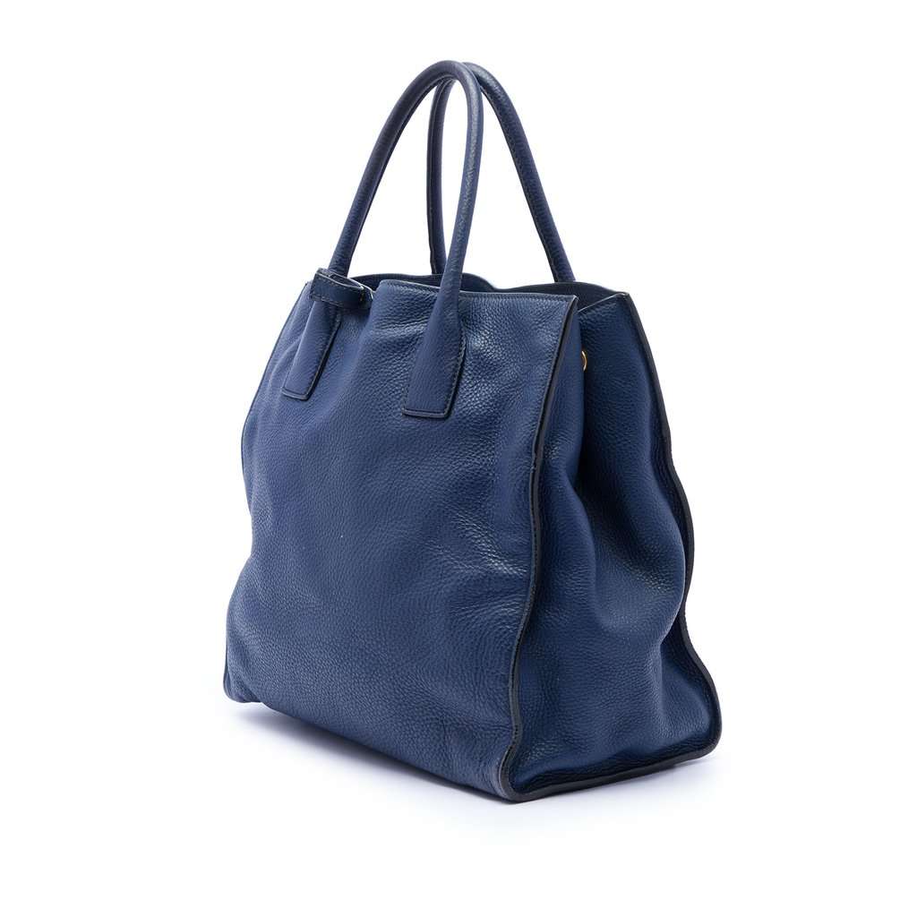 Prada Vitello Daino Open Convertible Tote Blue Leather Very good condition - Back View