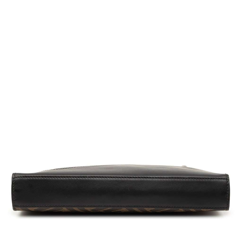Fendi Zucca Coated Canvas Diagonal Front Zip Clutch Brown Very good condition - Inside View