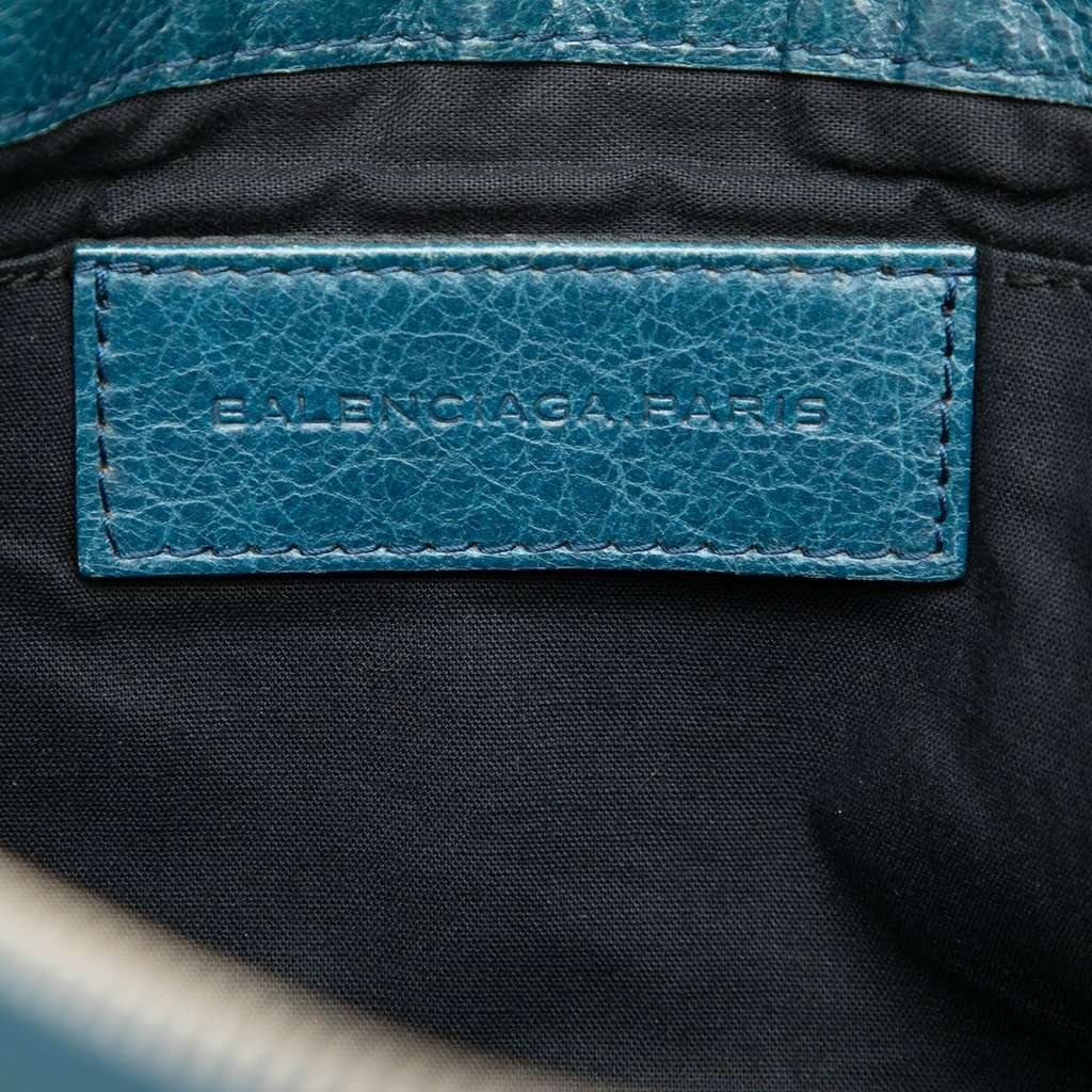 Balenciaga Lambskin Motocross Classic Clip Clutch L Blue Leather Very good - Box View