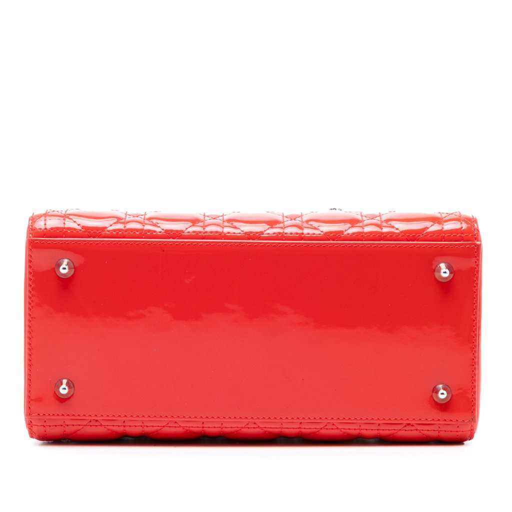 Dior Medium Patent Cannage Lady Dior Orange Leather Very good condition - Inside View