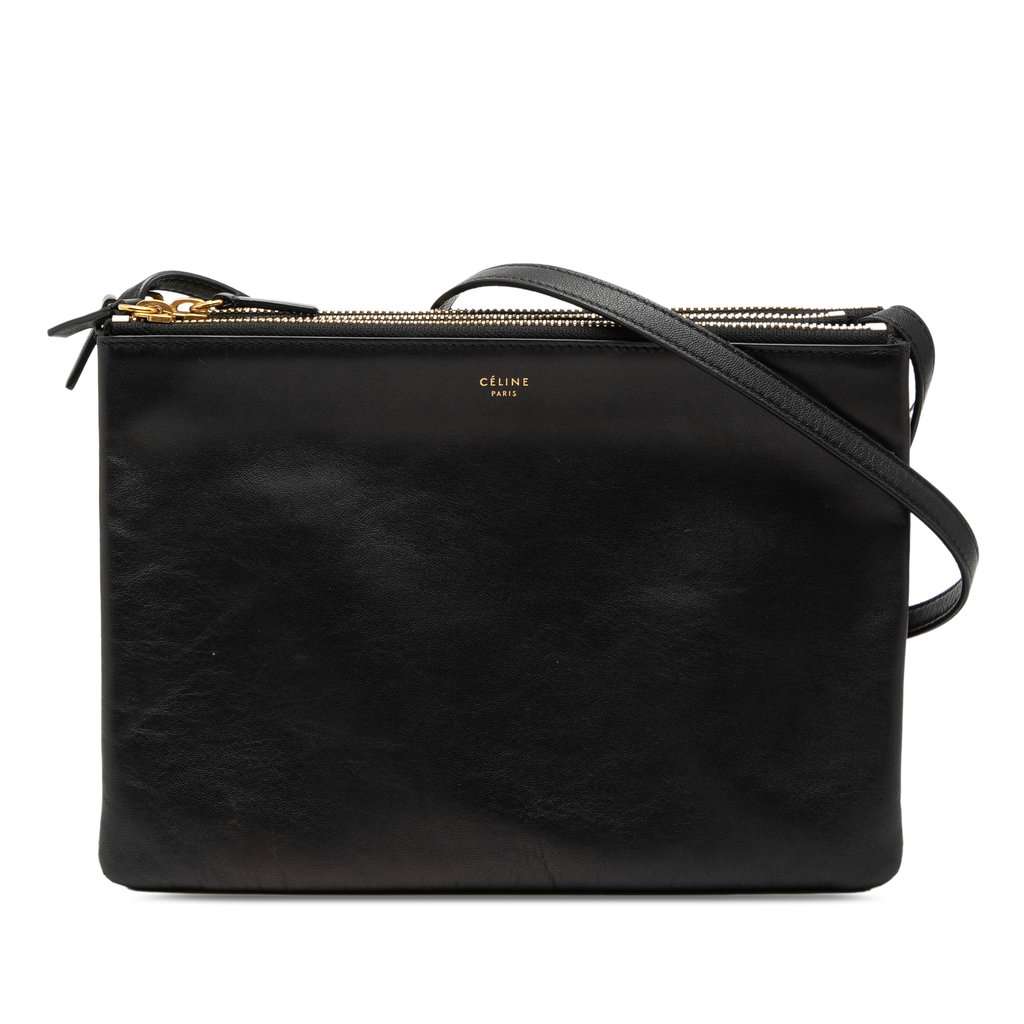 Celine Large Lambskin Trio Crossbody Black Leather Very good condition - Front View