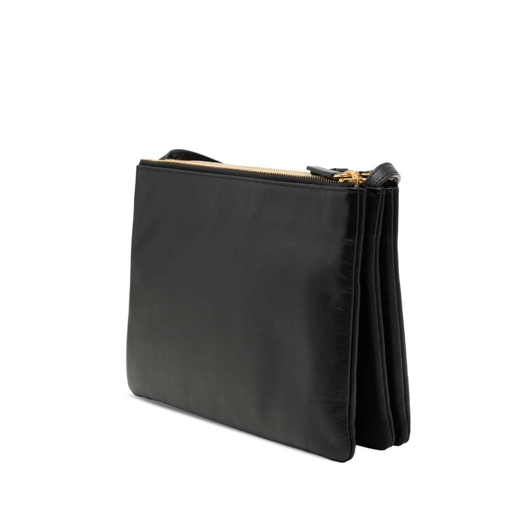 Celine Large Lambskin Trio Crossbody Black Leather Very good condition - Back View