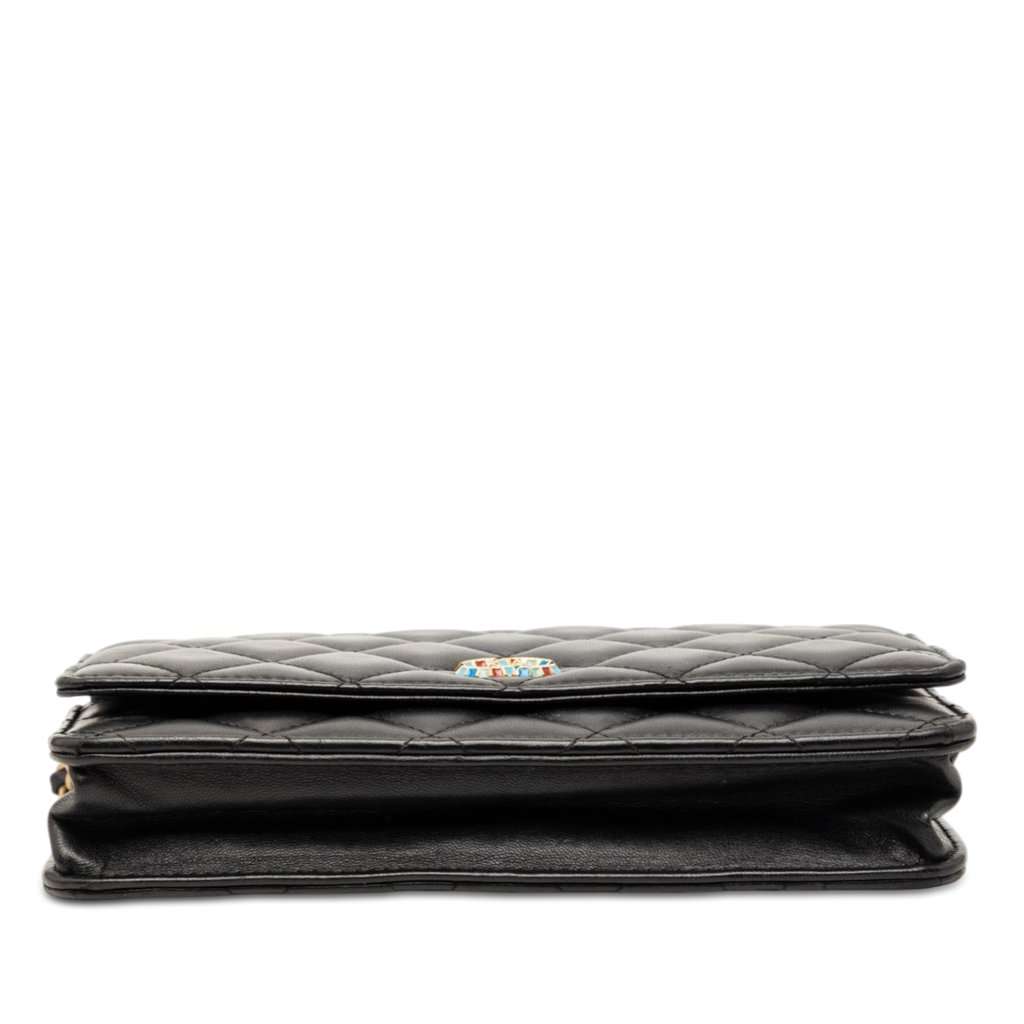 Chanel CC Quilted Lambskin Mosaic Wallet On Chain Black Leather Very good condition - Inside View