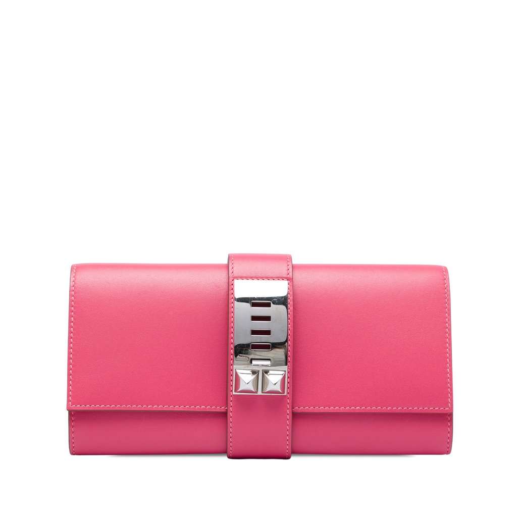 Hermès Tadelakt Medor Clutch 23 Pink Leather Very good - Front View