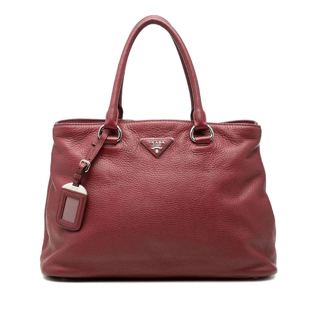Prada Vitello Daino Open Convertible Tote Red Leather Very good - Front View