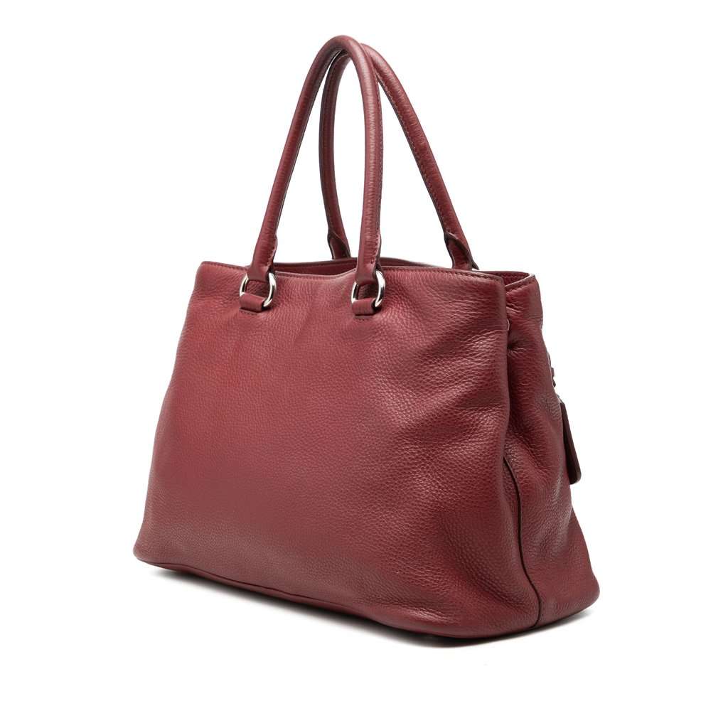 Prada Vitello Daino Open Convertible Tote Red Leather Very good - Back View