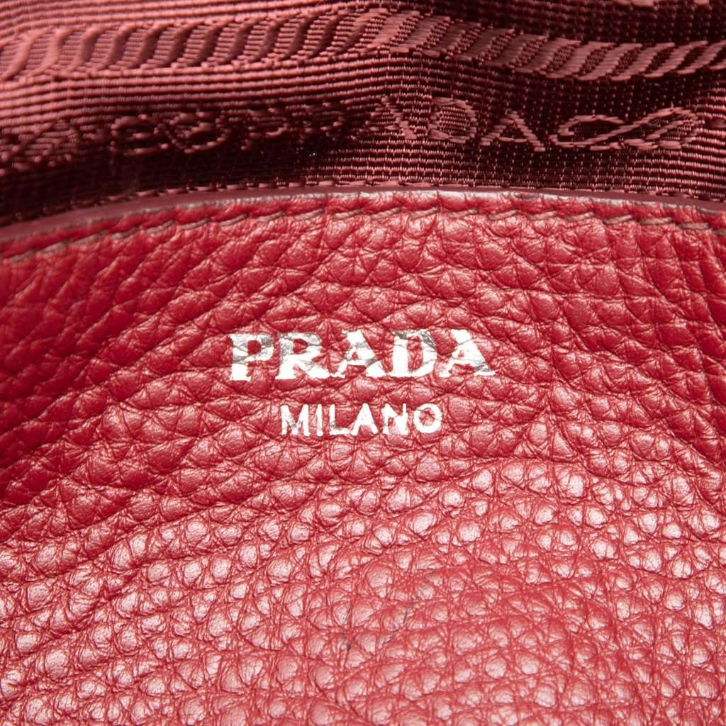 Prada Vitello Daino Open Convertible Tote Red Leather Very good - Box View