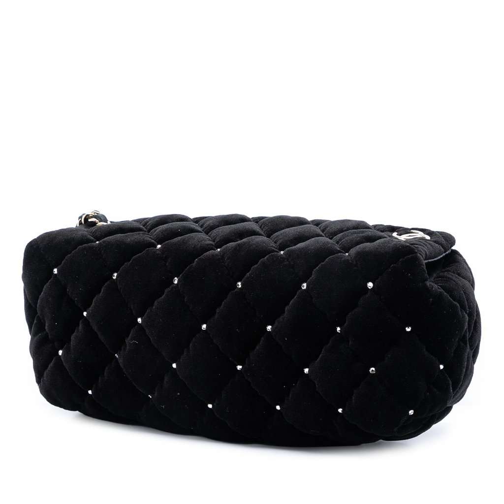 Chanel Quilted Velvet Diamante Wristlet Clutch Black Very good condition - Back View