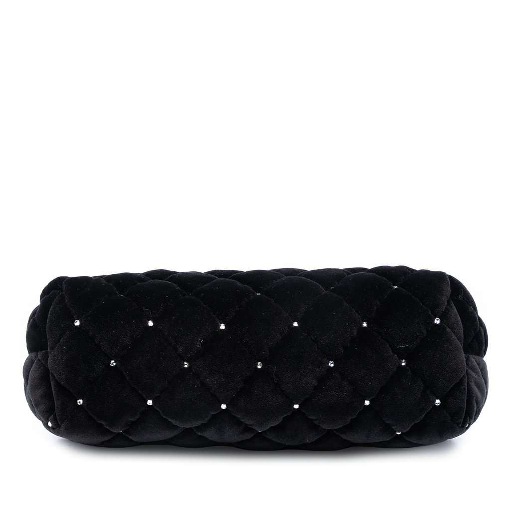 Chanel Quilted Velvet Diamante Wristlet Clutch Black Very good condition - Inside View