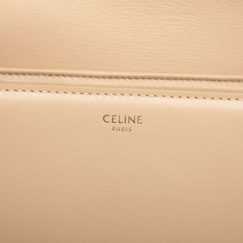 Celine Teen Shiny Calfskin Triomphe Crossbody Beige Leather Very good condition - Box View