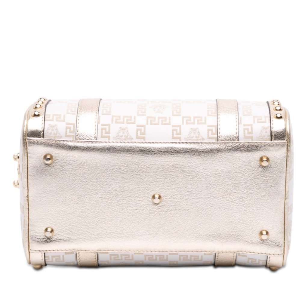Versace Small Studded Jacquard Snap Out Of It Boston Bag White Very good condition - Inside View