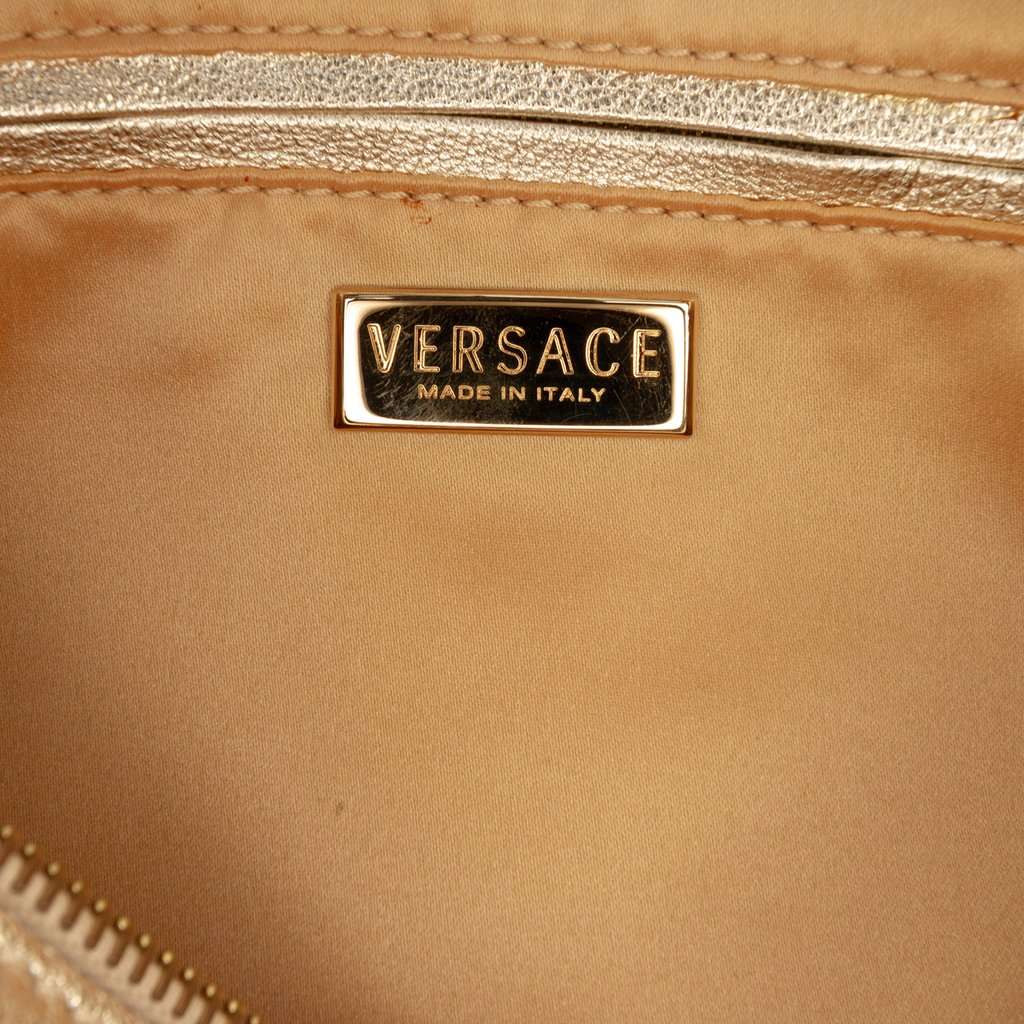 Versace Small Studded Jacquard Snap Out Of It Boston Bag White Very good condition - Box View