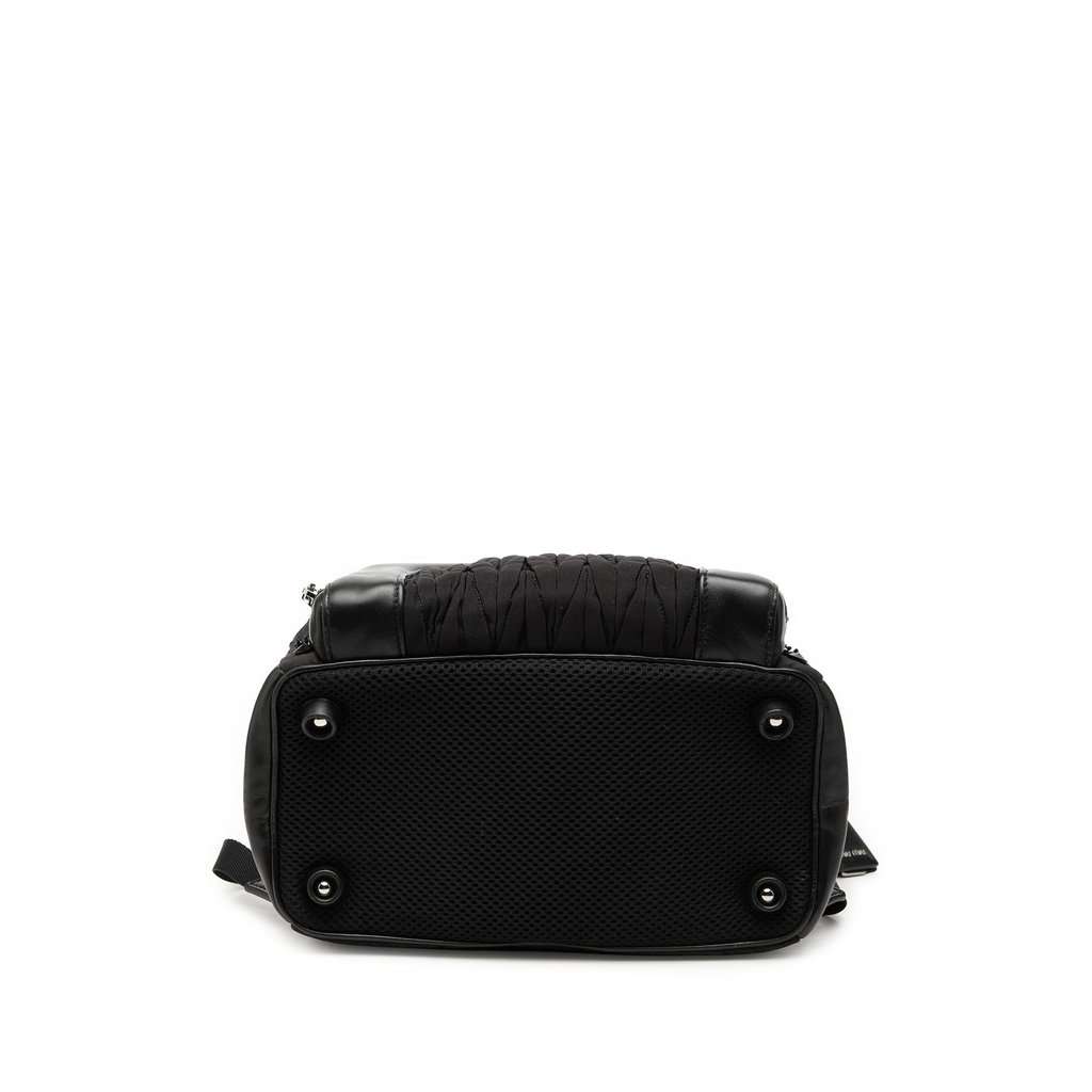 Miu Miu Leather Trimmed Matelasse Crystal Embellished Nylon Backpack Black Very good condition - Inside View