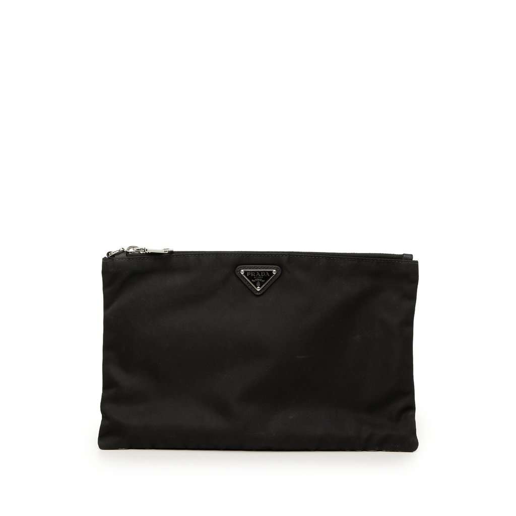 Prada Tessuto Zip Clutch Black Very good condition - Front View