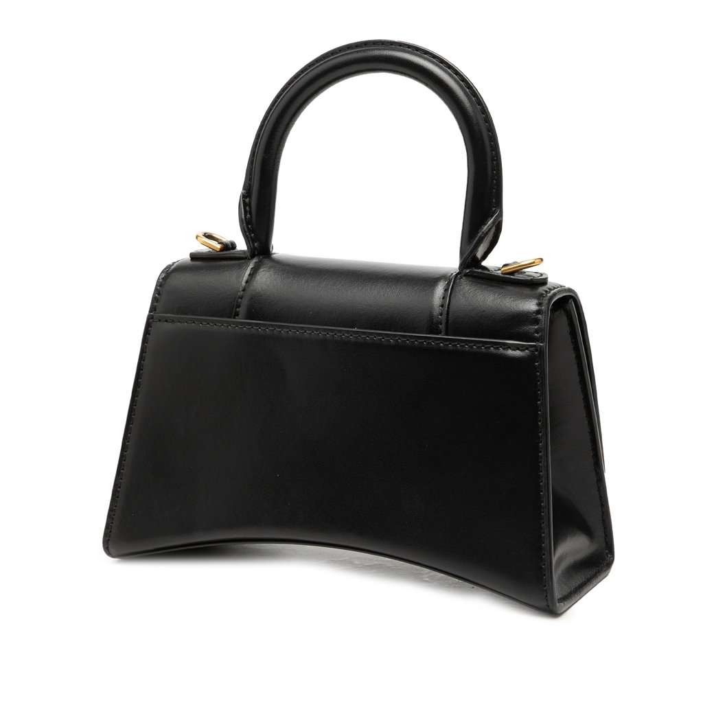 Balenciaga Small Shiny Box Calfskin Hourglass Top Handle Bag Black Leather Very good - Back View