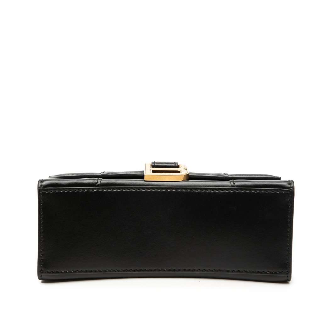 Balenciaga Small Shiny Box Calfskin Hourglass Top Handle Bag Black Leather Very good - Inside View