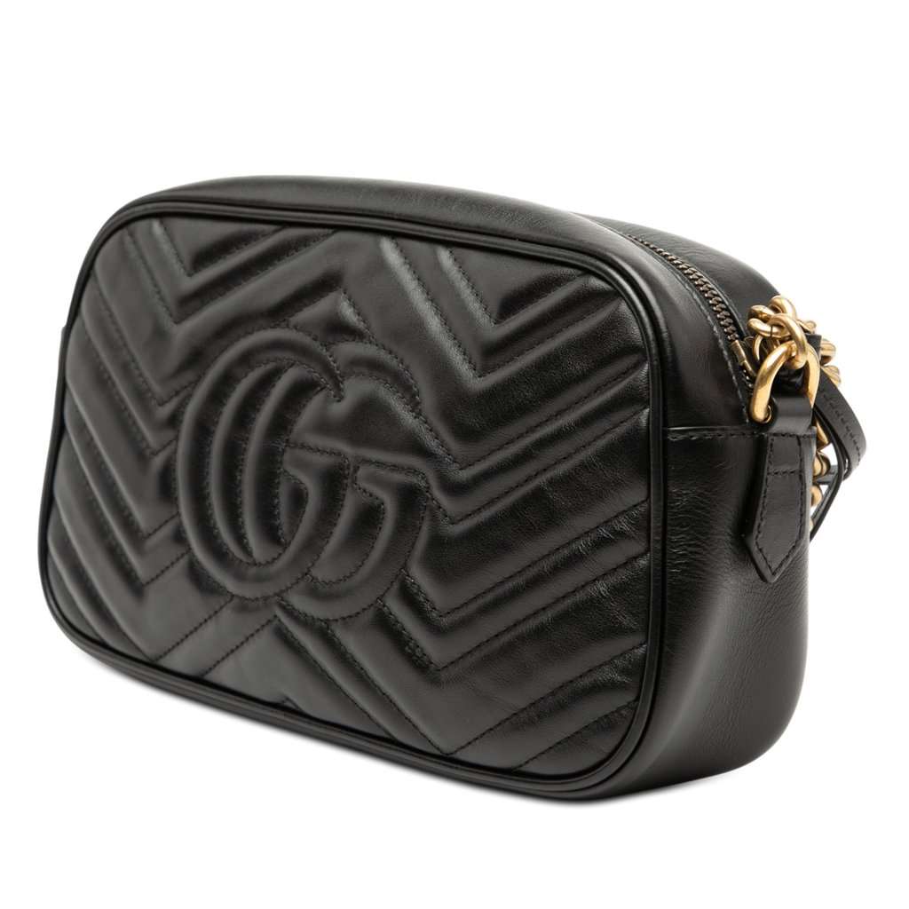 Gucci Small GG Marmont Matelasse Leather Crossbody Black Leather Very good condition - Back View