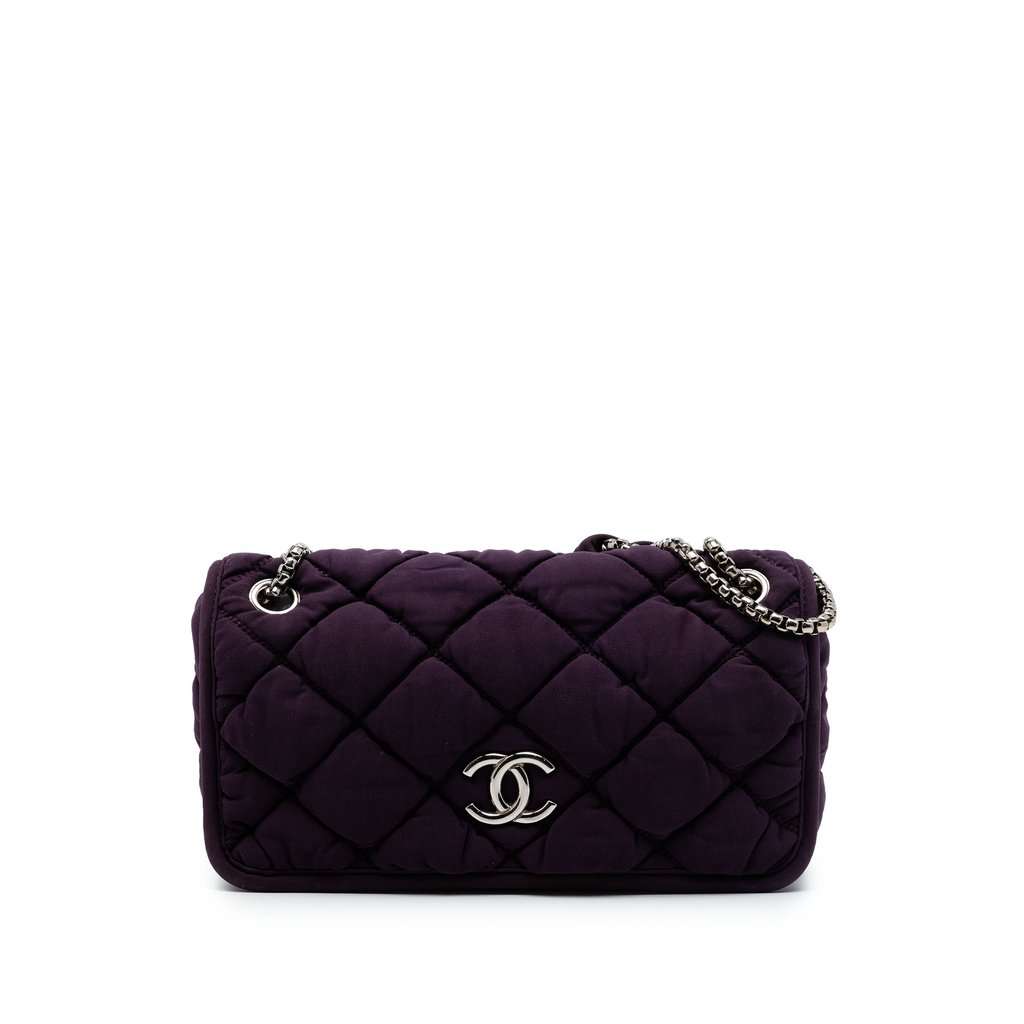 Chanel Small Quilted Nylon Bubble Flap Purple Very good condition - Front View