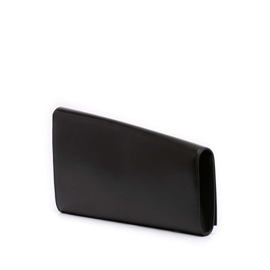 Celine Leather Asymmetric Logo Clutch Black Leather Very good - Back View