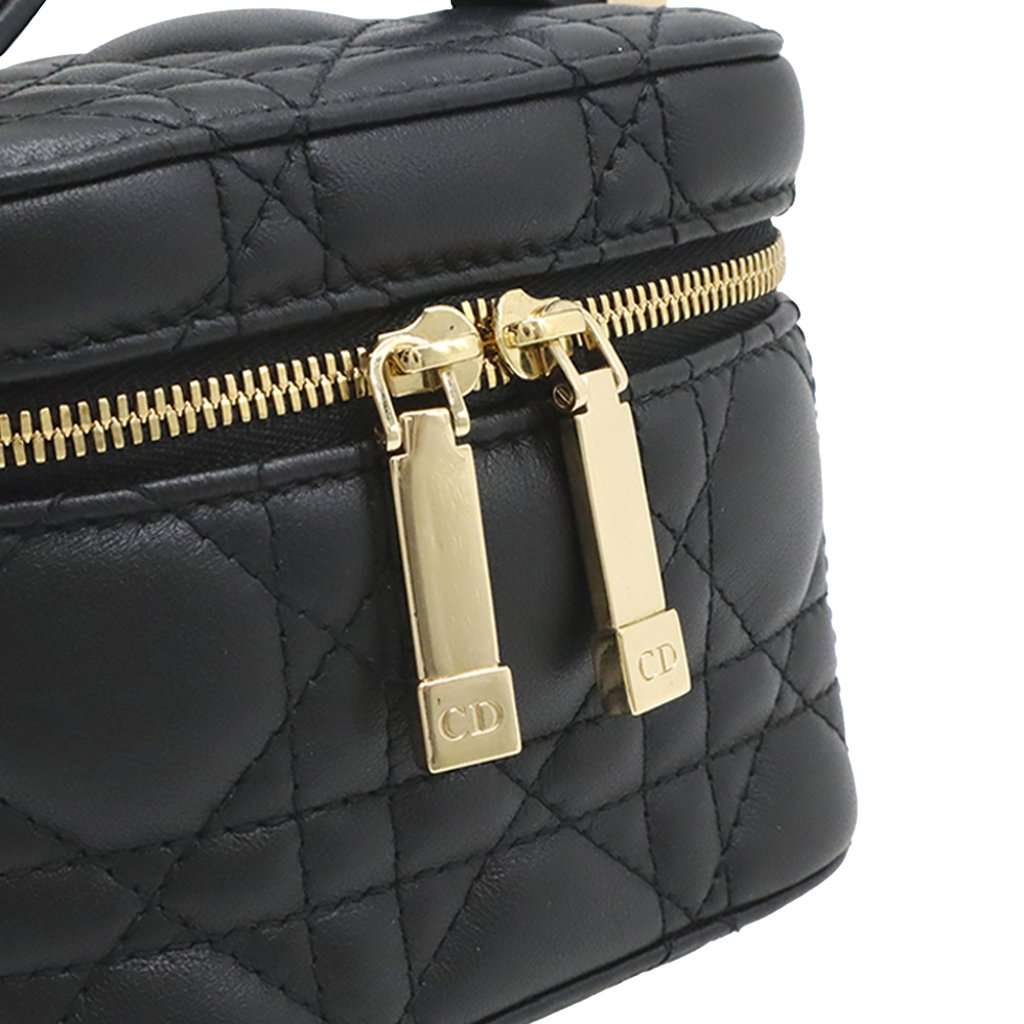 Dior Micro Lambskin Cannage Lady Dior Vanity Case Black Leather Very good condition - Box View