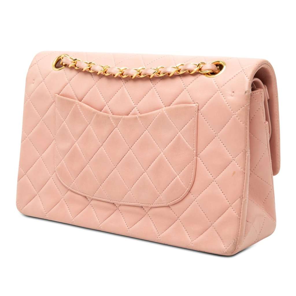 Chanel Medium Classic Lambskin Double Flap Pink Leather Very good condition - Back View