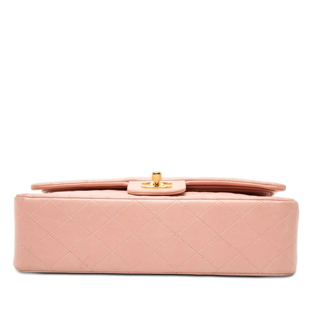 Chanel Medium Classic Lambskin Double Flap Pink Leather Very good condition - Inside View