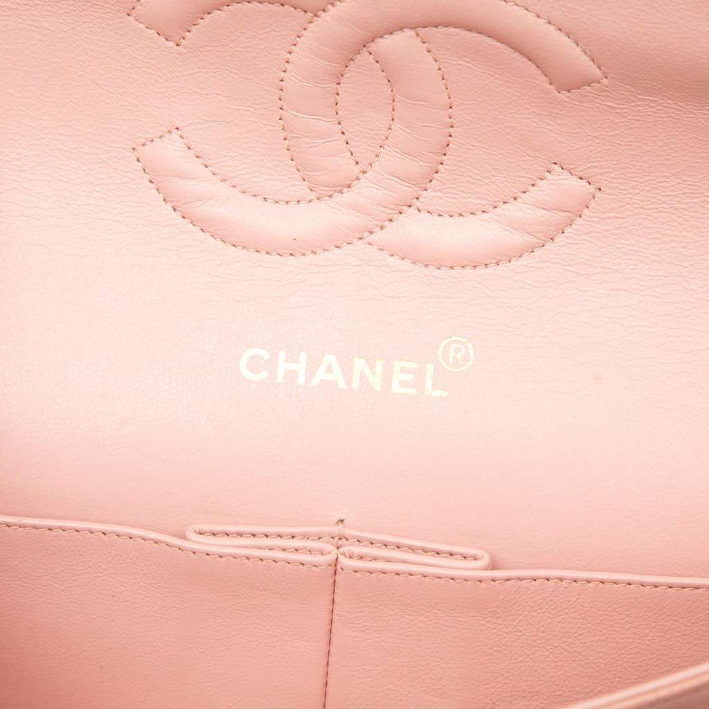 Chanel Medium Classic Lambskin Double Flap Pink Leather Very good condition - Box View