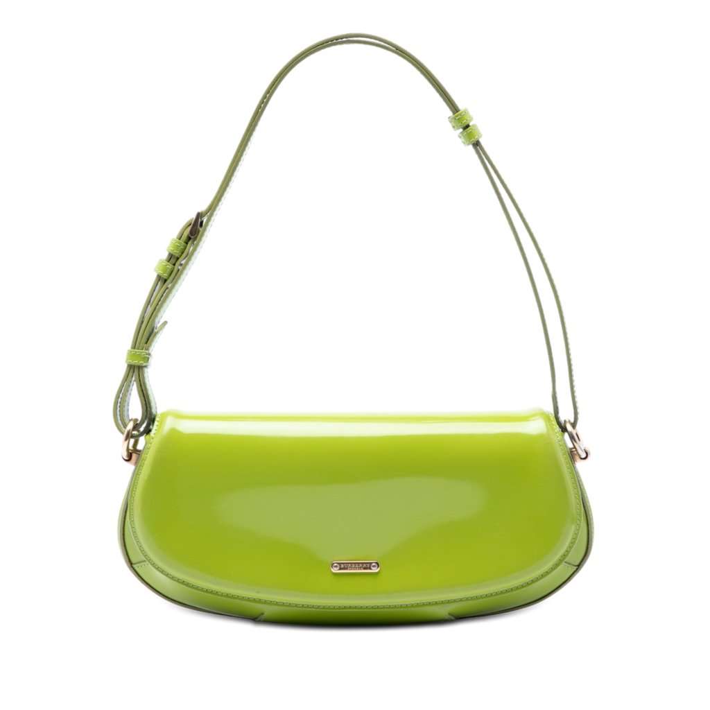 Burberry Prorsum Patent Lilford Shoulder Bag Green Leather Good - Front View