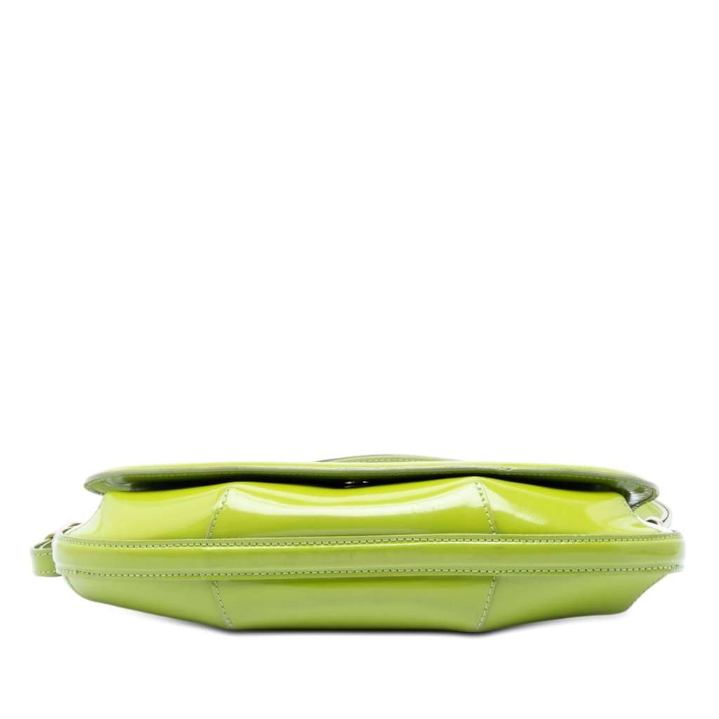 Burberry Prorsum Patent Lilford Shoulder Bag Green Leather Good - Inside View