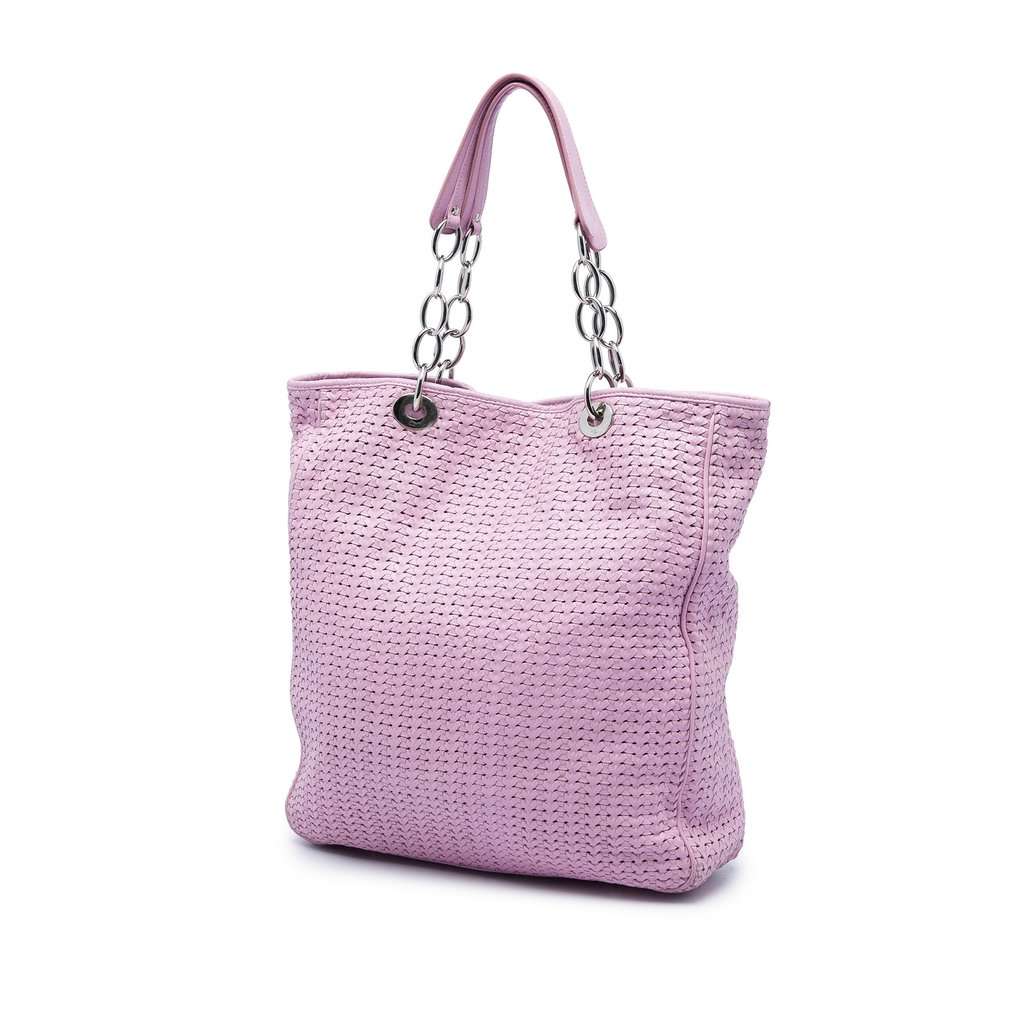 Dior Large Woven Lambskin Lady Dior Soft Shopping Tote Pink Leather Very good - Back View