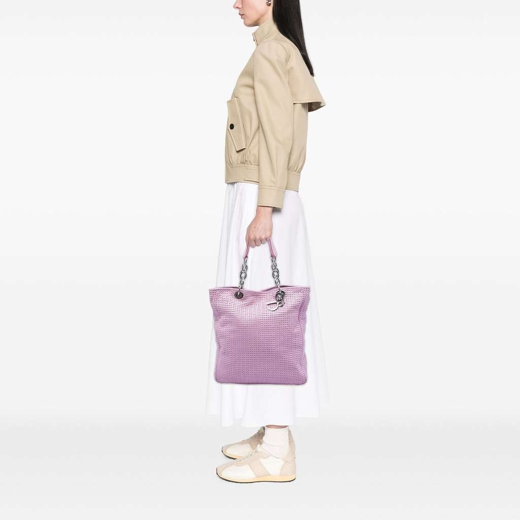 Dior Large Woven Lambskin Lady Dior Soft Shopping Tote Pink Leather Very good - Box View