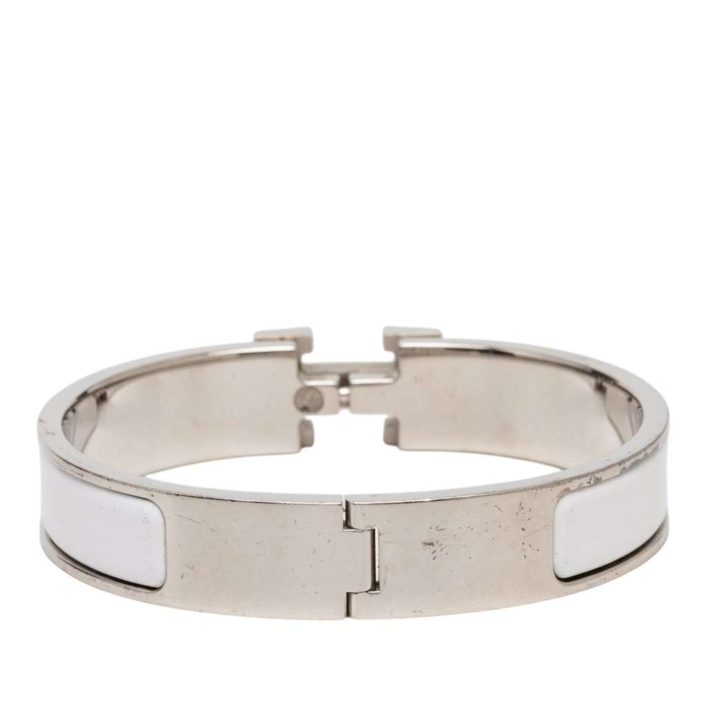 Hermès Narrow Enamel Clic H Bracelet PM White Very good condition - Inside View