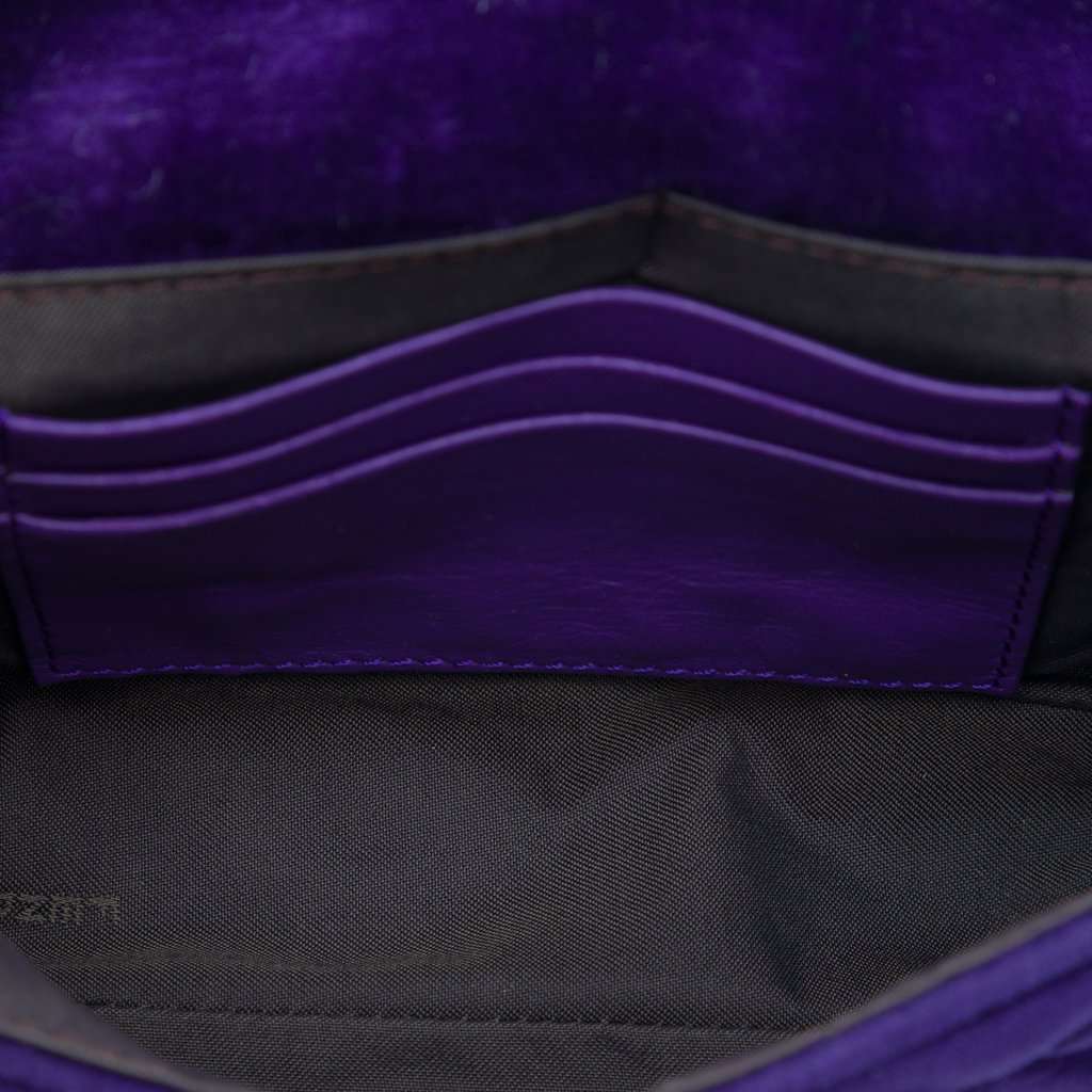 Fendi Mini Zucca Embossed Velvet Baguette Satchel Purple Very good - Model View